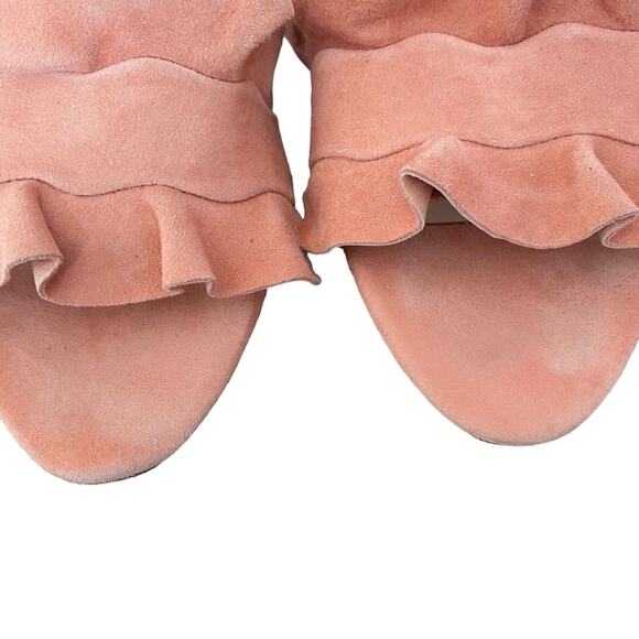 Loeffler Randall Vera Ruffles Pink Suede Mule Sandal Heel size 10 - Picture 3 of 11